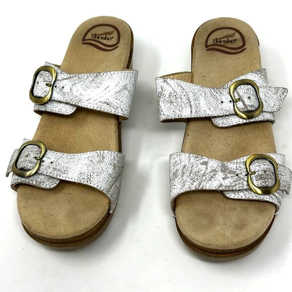Dansko Sophie White Distressed Leather Sandals - Picture 5 of 12